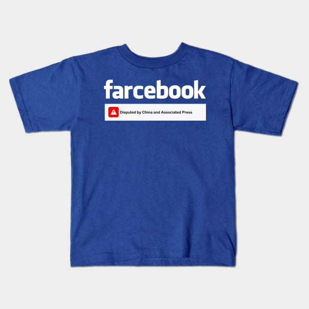 farcebook White Logo Kids T-Shirt by ETS Designs